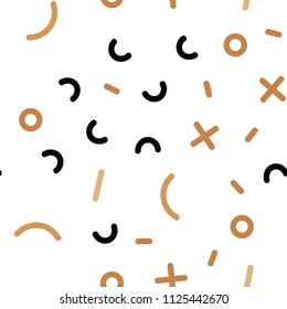 Light Orange vector seamless pattern with abstract lines. Decorative abstract design of repeating lines, circles. Pattern for trendy fabric, wallpapers.