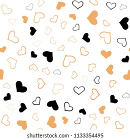 Light Orange vector seamless pattern with colorful hearts. Glitter abstract illustration with colorful hearts in romantic style. Pattern can be used for valentine's ad, booklets.