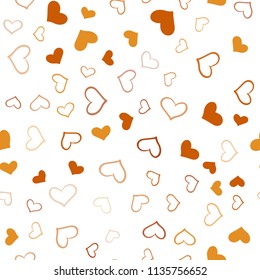 Light Orange vector seamless pattern with colorful hearts. Illustration with hearts in love concept for valentine's day. Pattern for marriage gifts, congratulations.