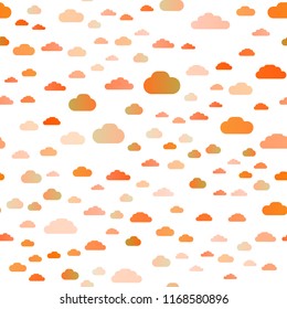 Light Orange vector seamless pattern with clouds. Colorful illustration with abstract clouds. Trendy design for wallpaper, fabric makers.