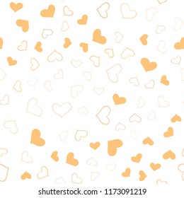 Light Orange vector seamless pattern with colorful hearts. Beautiful colored illustration with hearts in celebration style. Pattern can be used for valentine's ad, booklets.