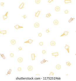 Light Orange vector seamless pattern with fresh ingredients. Glitter abstract sketch with gourmet food. Pattern for ad, booklets, leaflets of restaurants.