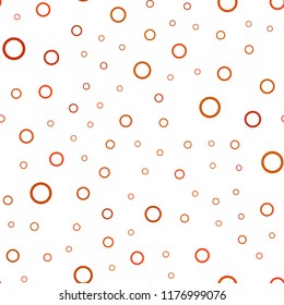 Light Orange vector seamless pattern with spheres. Beautiful colored illustration with blurred circles in nature style. Beautiful design for your business advert.