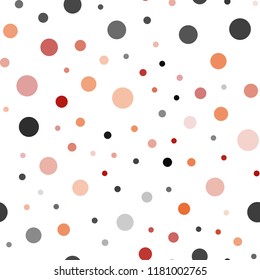 Light Orange vector seamless pattern with spheres. Blurred bubbles on abstract background with colorful gradient. Pattern for design of fabric, wallpapers.