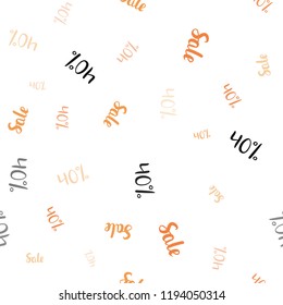 Light Orange vector seamless pattern with 40 percentage signs. Shining colorful illustration with isolated selling prices. Backdrop for super sales on Black Friday.