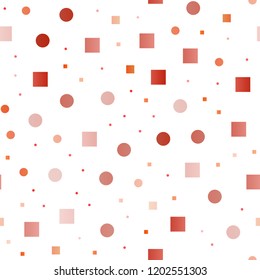Light Orange vector seamless pattern with spheres, squares. Abstract illustration with colorful circles, rectangles. Design for textile, fabric, wallpapers.