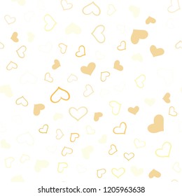 Light Orange vector seamless pattern with colorful hearts. Beautiful colored illustration with hearts in celebration style. Pattern can be used for valentine's ad, booklets.