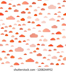 Light Orange vector seamless pattern with clouds. Colorful illustration consisted of abstract clouds. Pattern for design of fabric, wallpapers.