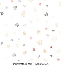 Light Orange vector seamless pattern with colorful hearts. Glitter abstract illustration with colorful hearts in romantic style. Pattern can be used for valentine's ad, booklets.