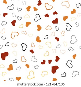 Light Orange vector seamless pattern with colorful hearts. Illustration with hearts in love concept for valentine's day. Pattern for marriage gifts, congratulations.