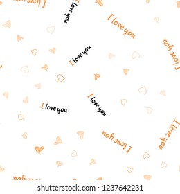 Light Orange vector seamless pattern with colorful hearts. Glitter abstract illustration with colorful hearts in romantic style. Pattern can be used for valentine's ad, booklets.