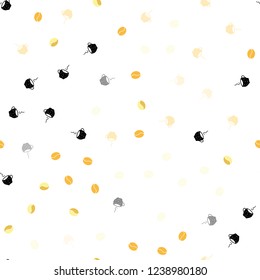 Light Orange vector seamless pattern with coffee beans, cups. Decorative gradient design of coffee cups and beans. Doodle design for your business advert of cafes.