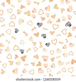 Light Orange vector seamless pattern with phrase LOVE YOU, hearts. Colorful gradient phrase LOVE YOU, hearts in abstract style. Pattern for trendy fabric, wallpapers.