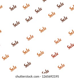 Light Orange vector seamless pattern with sale signs. Abstract illustration with colorful gradient symbols of sales. Backdrop for super sales on Black Friday.
