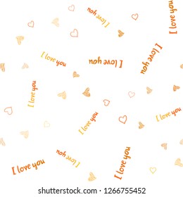 Light Orange vector seamless pattern with colorful hearts. Glitter abstract illustration with colorful hearts in romantic style. Beautiful design for your business advert of anniversary.