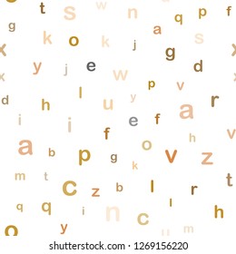 Light Orange vector seamless pattern with ABC symbols. Modern geometrical illustration with ABC english symbols. Template for business cards, websites.