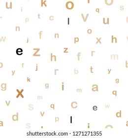 Light Orange vector seamless pattern with ABC symbols. Modern geometrical illustration with ABC english symbols. Design for textile, fabric, wallpapers.