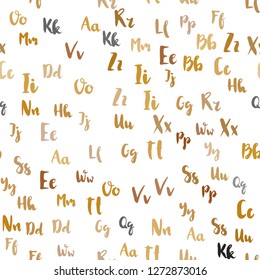 Light Orange vector seamless pattern with ABC symbols. Shining illustration with ABC symbols on abstract template. Pattern for trendy fabric, wallpapers.