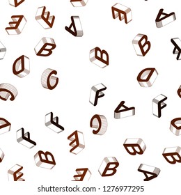 Light Orange vector seamless pattern with 3D ABC symbols. Shining colorful 3D illustration with isolated letters. Pattern for design of fabric, wallpapers.