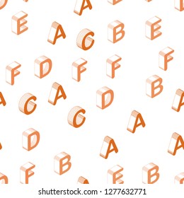 Light Orange vector seamless pattern with 3D ABC symbols. Shining colorful 3D illustration with isolated letters. Pattern for trendy fabric, wallpapers.