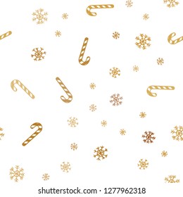 Light Orange vector seamless pattern with delicious xmas candies.