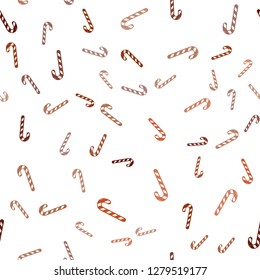 Light Orange vector seamless pattern with delicious xmas candies.