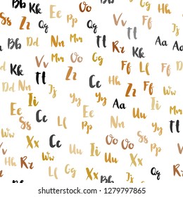 Light Orange vector seamless pattern with ABC symbols. Colored alphabet signs with gradient on white background. Texture for window blinds, curtains.