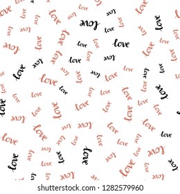 Light Orange vector seamless pattern with phrase LOVE YOU. Illustration with phrase LOVE YOU for valentine's day. Design for wallpaper, fabric makers.