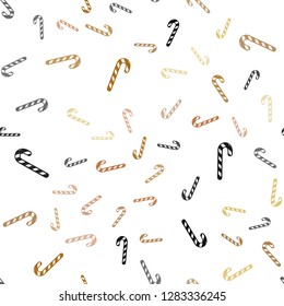 Light Orange vector seamless pattern with delicious xmas candies.