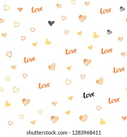 Light Orange vector seamless pattern with phrase LOVE YOU, hearts. Illustration with phrase LOVE YOU, hearts for valentine's day. Design for wallpaper, fabric makers.