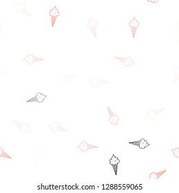 Light Orange vector seamless pattern with cold ice-cream. Set of abstract ice-cream cones with colorful gradient. Design for ad, poster, banner of cafes, restaurants.