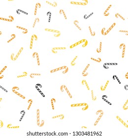 Light Orange vector seamless pattern with delicious xmas candies.
