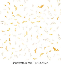 Light Orange vector seamless pattern with sea dolphins. Decorative design in natural style with sea dolphins. Pattern for marine leaflets.
