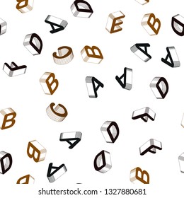 Light Orange vector seamless pattern with 3D ABC symbols. Shining colorful 3D illustration with isolated letters. Pattern for trendy fabric, wallpapers.