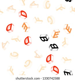 Light Orange vector seamless pattern with 3D ABC symbols. Colorful gradient design in 3D style with signs of alphabet. Design for wallpaper, fabric makers.