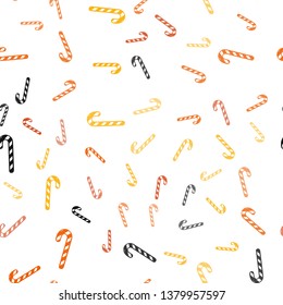 Light Orange vector seamless pattern with delicious xmas candies.