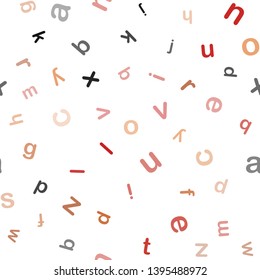 Light Orange vector seamless pattern with ABC symbols. Modern geometrical illustration with ABC english symbols. Pattern for trendy fabric, wallpapers.