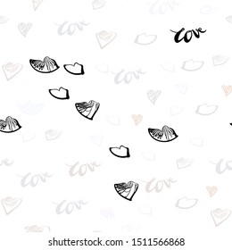 Light Orange vector seamless pattern with phrase LOVE YOU, hearts. Romantic illustration with colorful phrase LOVE YOU, hearts. Texture for window blinds, curtains.