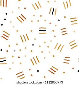 Light Orange vector seamless template with geometric lines. Decorative abstract design of repeating lines, circles. Trendy design for wallpaper, fabric makers.