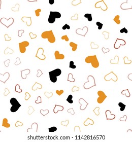 Light Orange vector seamless template with doodle hearts. Hearts on blurred abstract background with colorful gradient. Design for ad, poster, banner of Valentine Day.