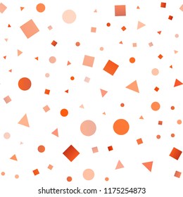 Light Orange vector seamless template with crystals, circles, squares. Abstract illustration with colorful dots, lines, cubes. Template for business cards, websites.