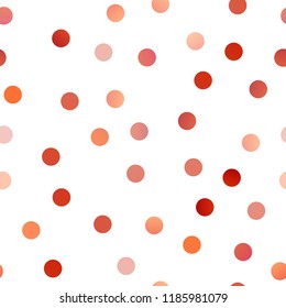 Light Orange vector seamless template with circles. Blurred decorative design in abstract style with bubbles. New design for ad, poster, banner of your website.
