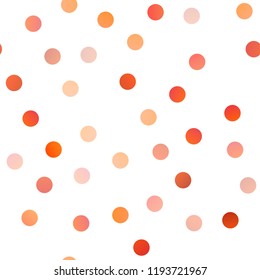 Light Orange vector seamless template with circles. Illustration with set of shining colorful abstract circles. Pattern can be used as texture of water, rain drops.
