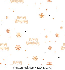 Light Orange vector seamless template with ice snowflakes. Colorful snowflakes with gradient on abstract background. Design for textile, fabric, wallpapers.
