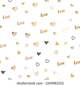 Light Orange vector seamless template with text LOVE YOU, hearts. Romantic illustration with colorful phrase LOVE YOU, hearts. Design for wallpaper, fabric makers.