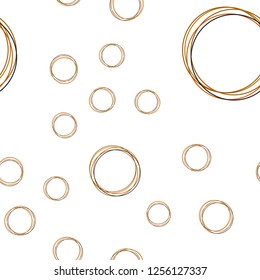 Light Orange vector seamless template with circles. Glitter abstract illustration with blurred drops of rain. Pattern for trendy fabric, wallpapers.