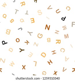 Light Orange vector seamless template with isolated letters. Colored alphabet signs with gradient on white background. Texture for window blinds, curtains.