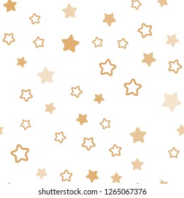 Light Orange vector seamless template with sky stars. Blurred decorative design in simple style with stars. Pattern for design of fabric, wallpapers.