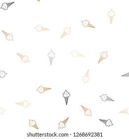 Light Orange vector seamless template with tasty ice-cream. Set of abstract ice-cream cones with colorful gradient. Design for ad, poster, banner of cafes, restaurants.