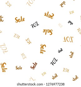 Light Orange vector seamless template with 70% selling. Shining colorful illustration with isolated selling prices. Backdrop for mega promotions, discounts.